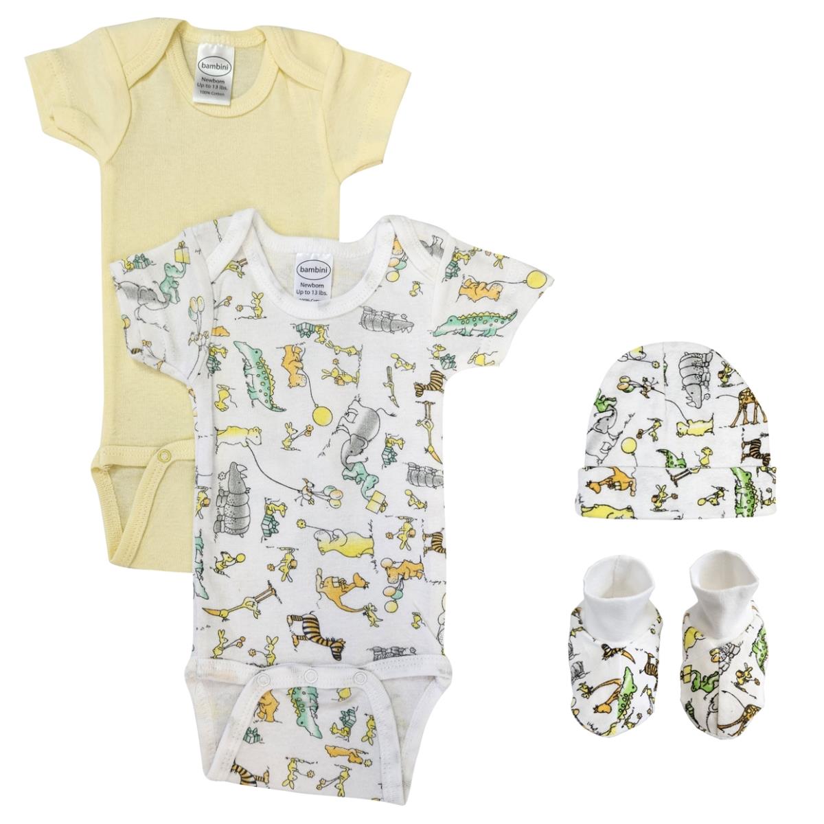 NC-0560 Unisex Newborn Baby 4 Piece Layette Sets, White