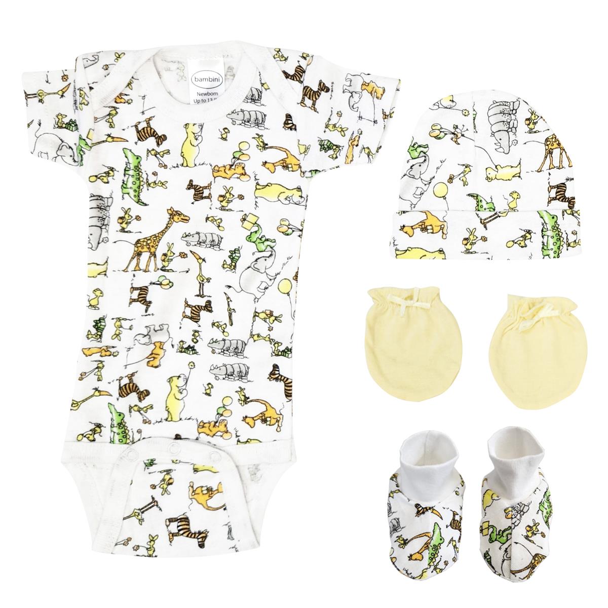 NC-0566 Unisex Newborn Baby 4 Piece Layette Sets, White