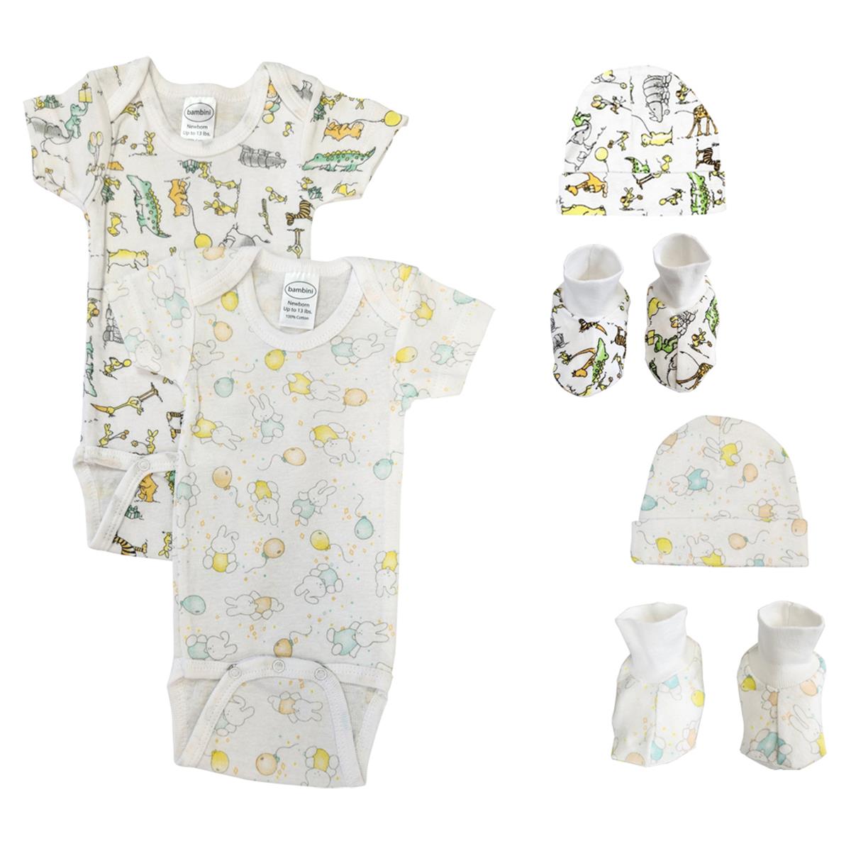 NC-0573 Unisex Newborn Baby 6 Piece Layette Sets, White