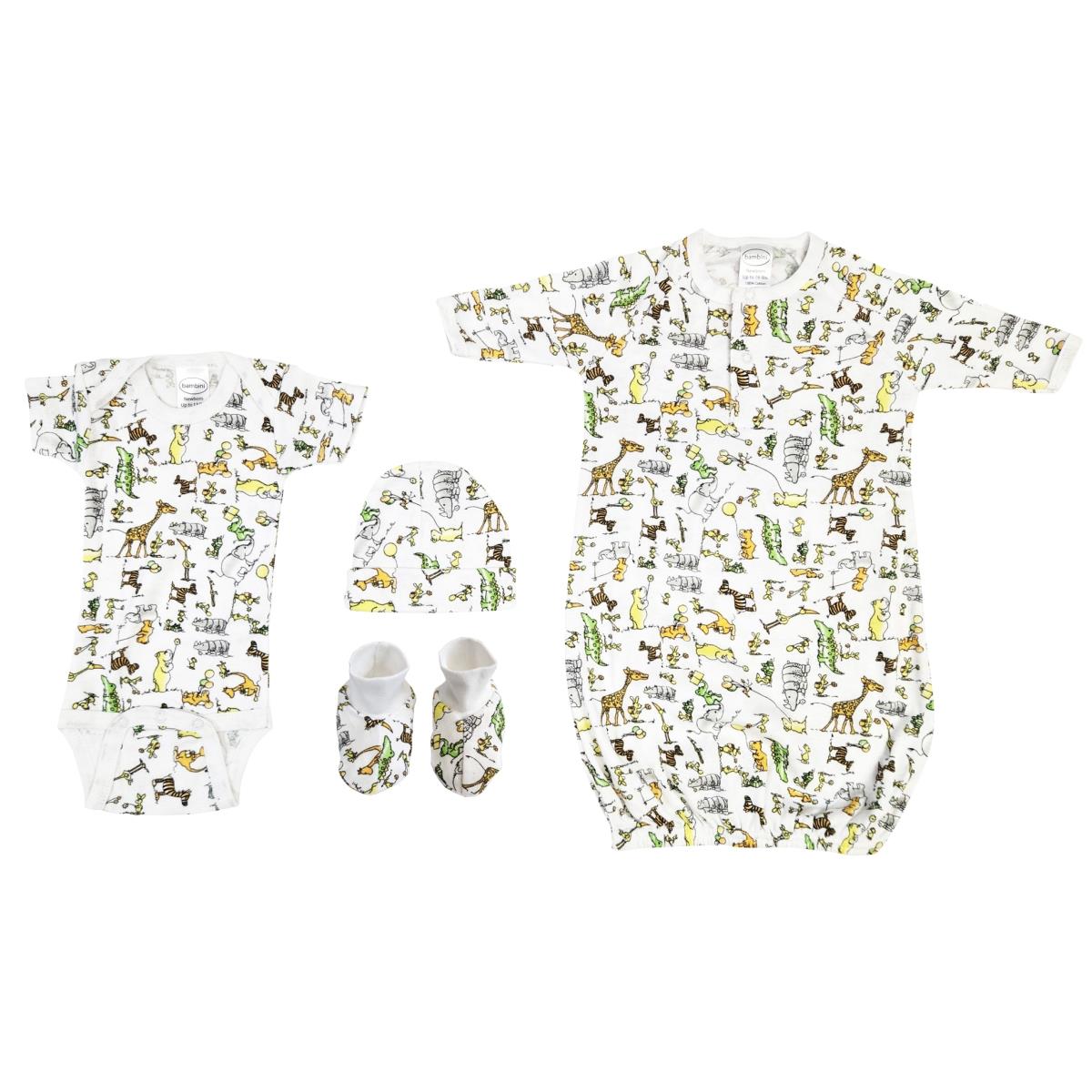 NC-0581 Unisex Newborn Baby 4 Piece Layette Sets, White