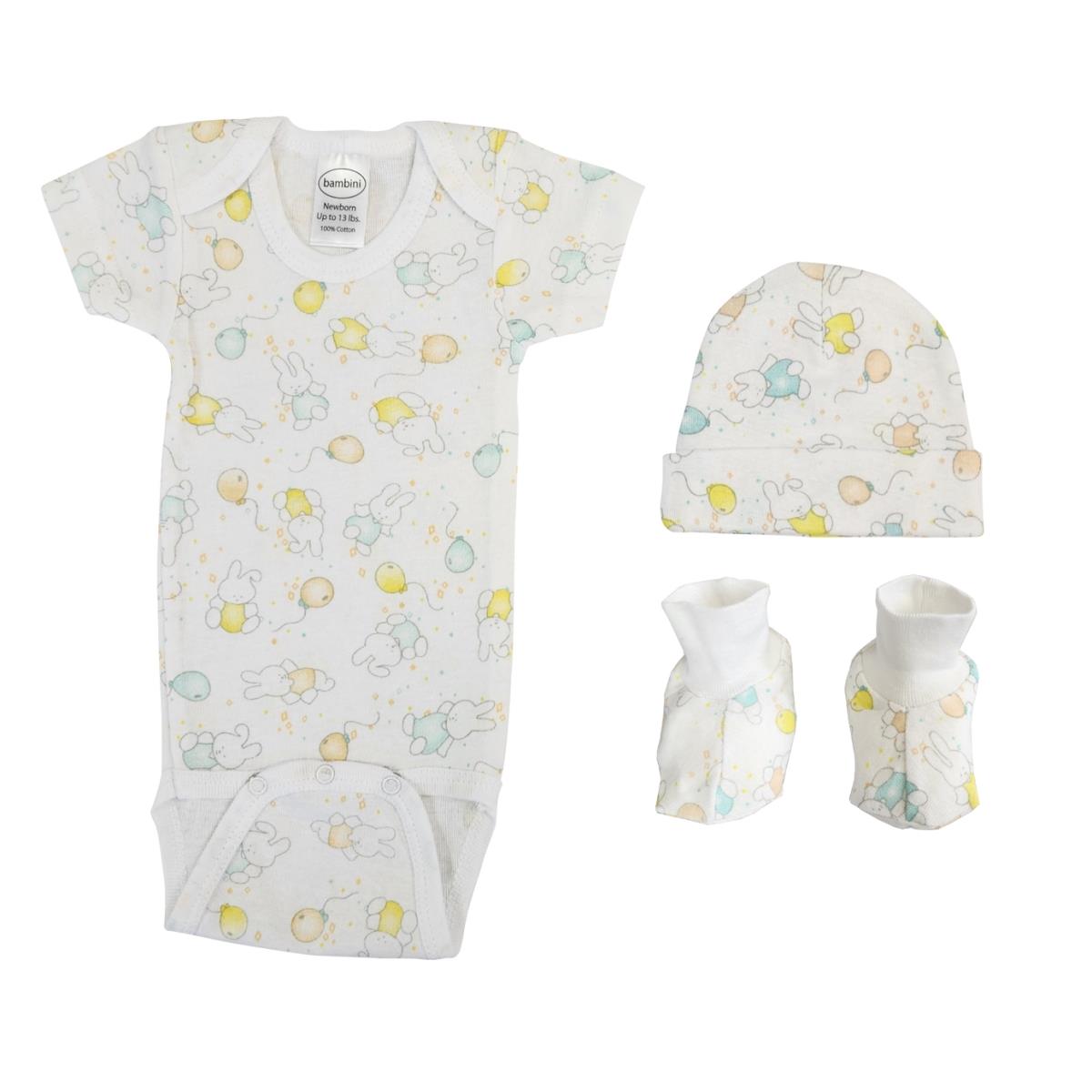 NC-0638 Unisex Newborn Baby 3 Piece Layette Sets, White