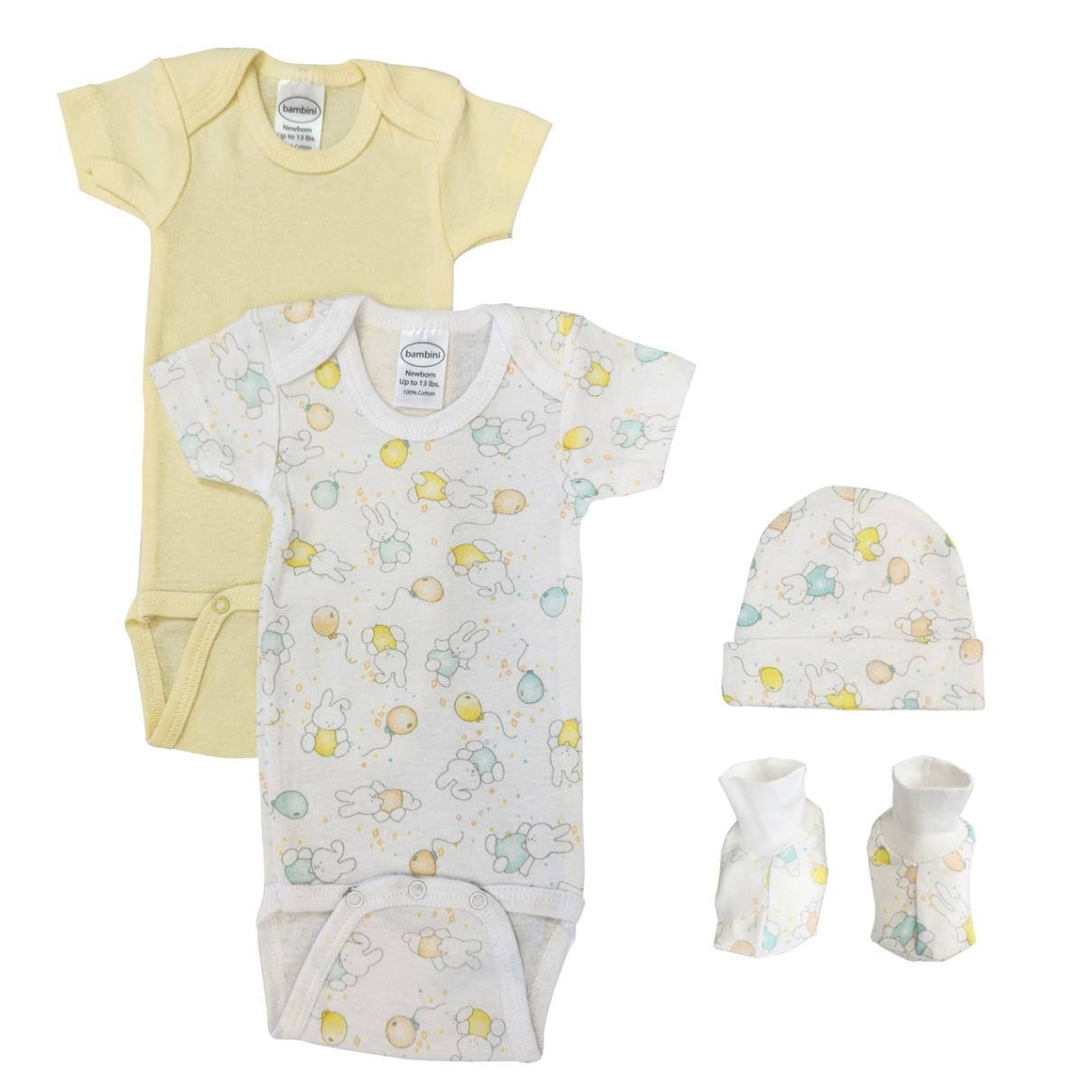 NC-0639 Unisex Newborn Baby 4 Piece Layette Sets, White