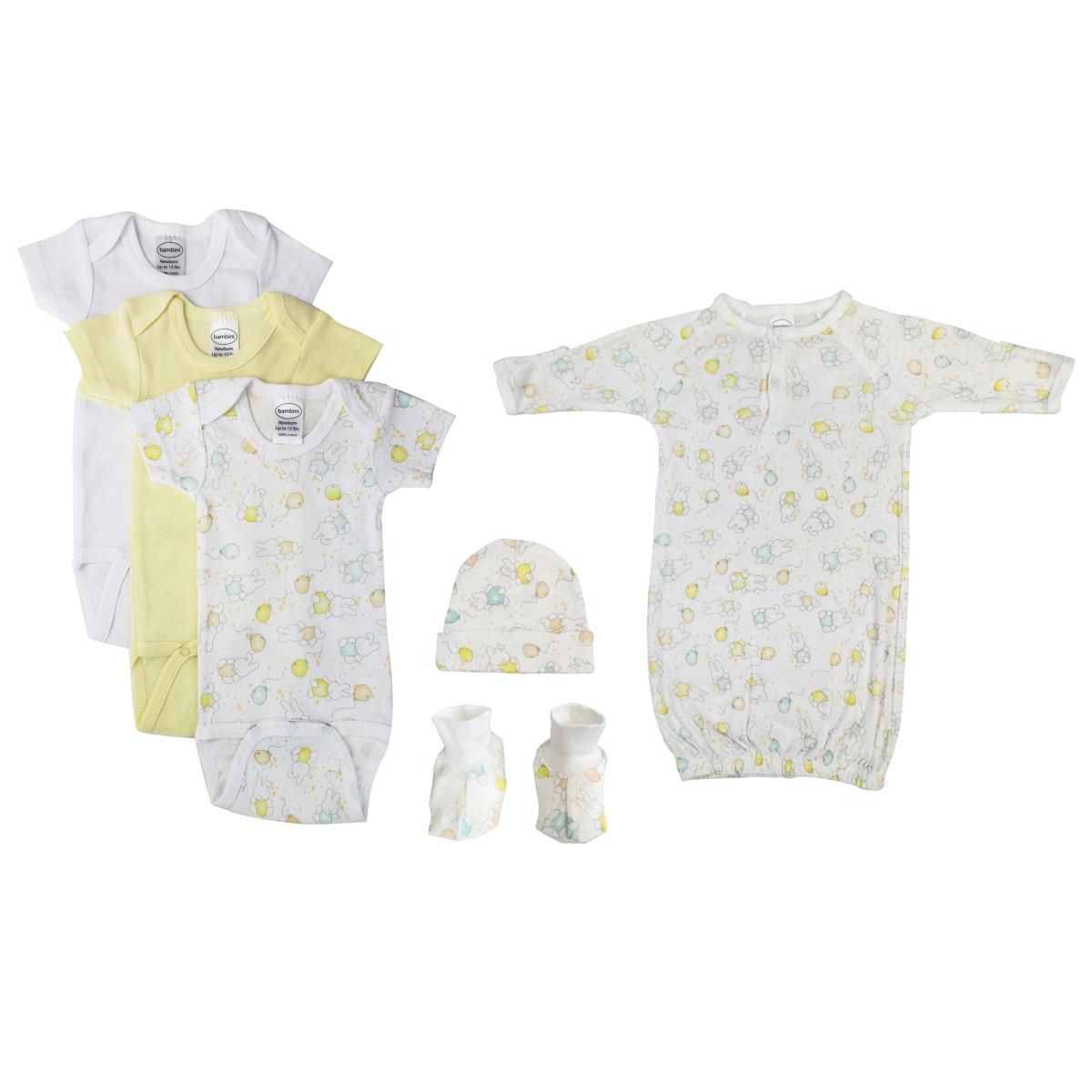 NC-0640 Unisex Newborn Baby 6 Piece Layette Sets, White