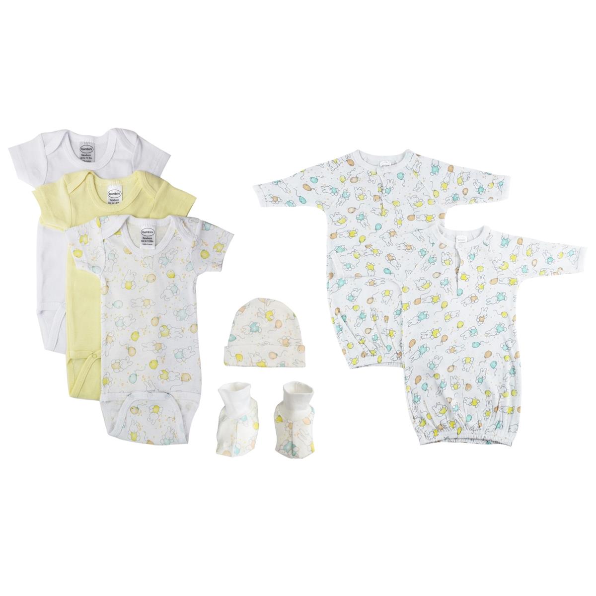 NC-0642 Unisex Newborn Baby 7 Piece Layette Sets, White