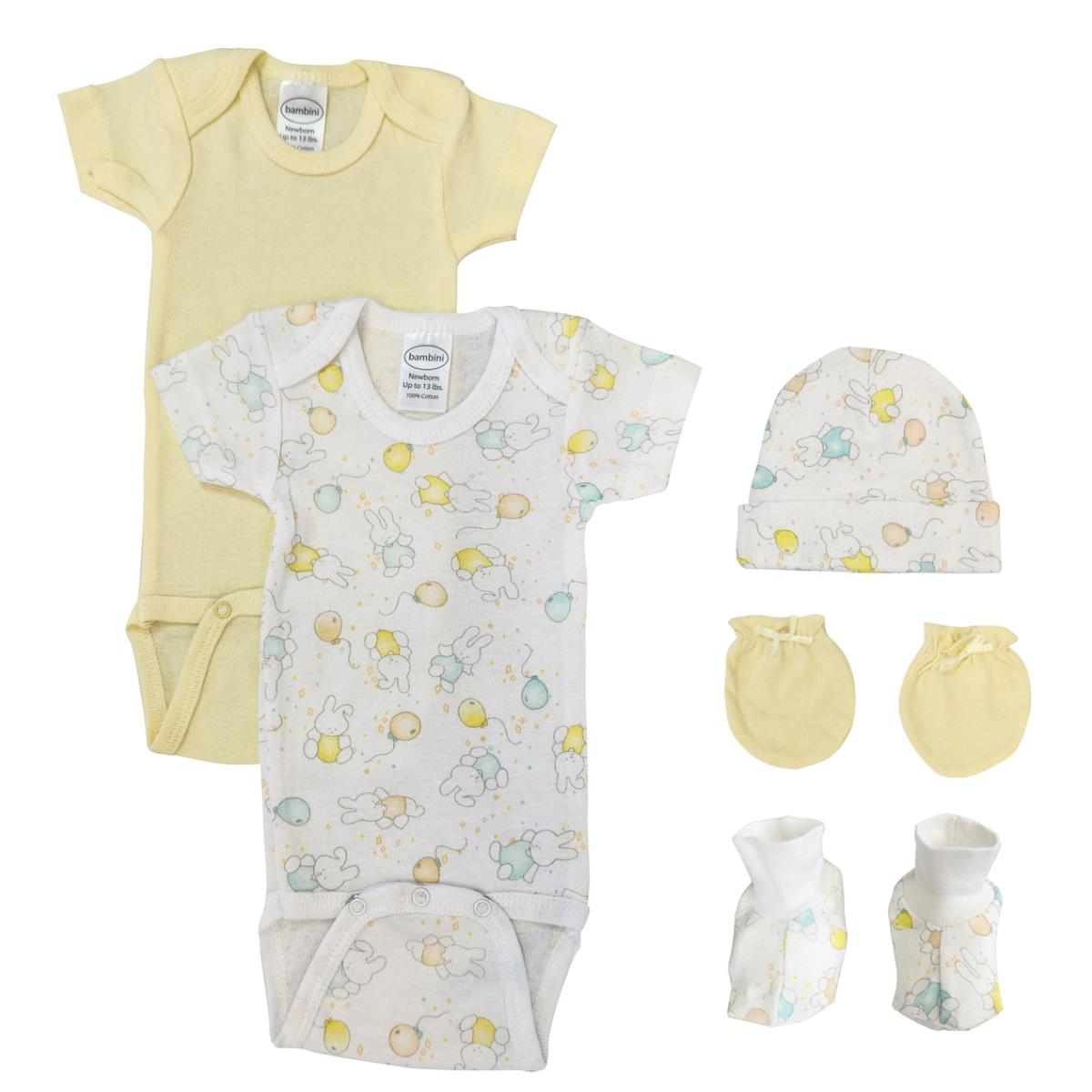NC-0644 Unisex Newborn Baby 5 Piece Layette Sets, White