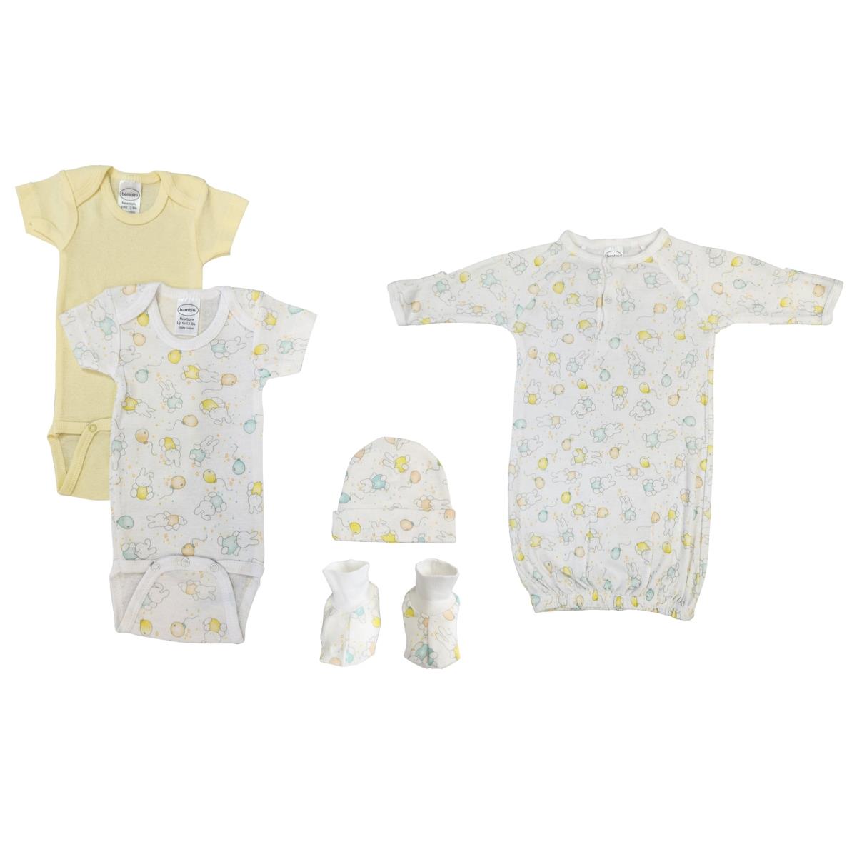 NC-0645 Unisex Newborn Baby 5 Piece Layette Sets, White