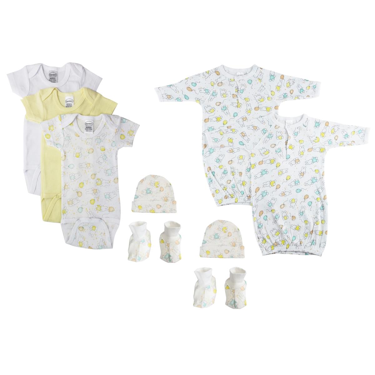 NC-0648 Unisex Newborn Baby 9 Piece Layette Sets, White