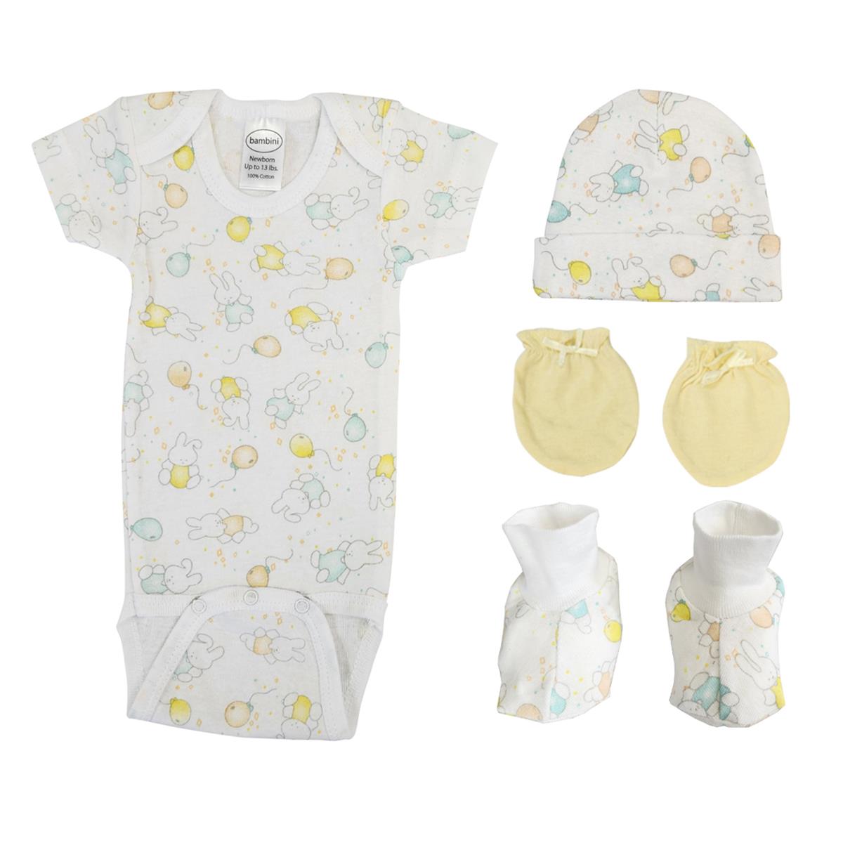 NC-0650 Unisex Newborn Baby 4 Piece Layette Sets, White