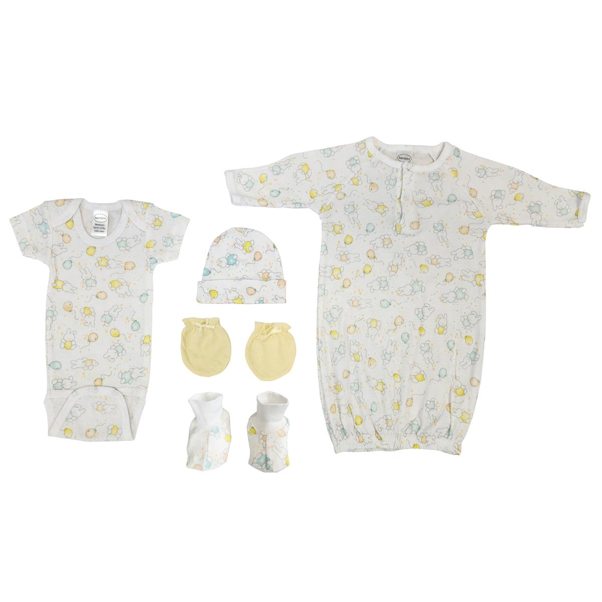 NC-0672 Unisex Newborn Baby 5 Piece Layette Sets, White