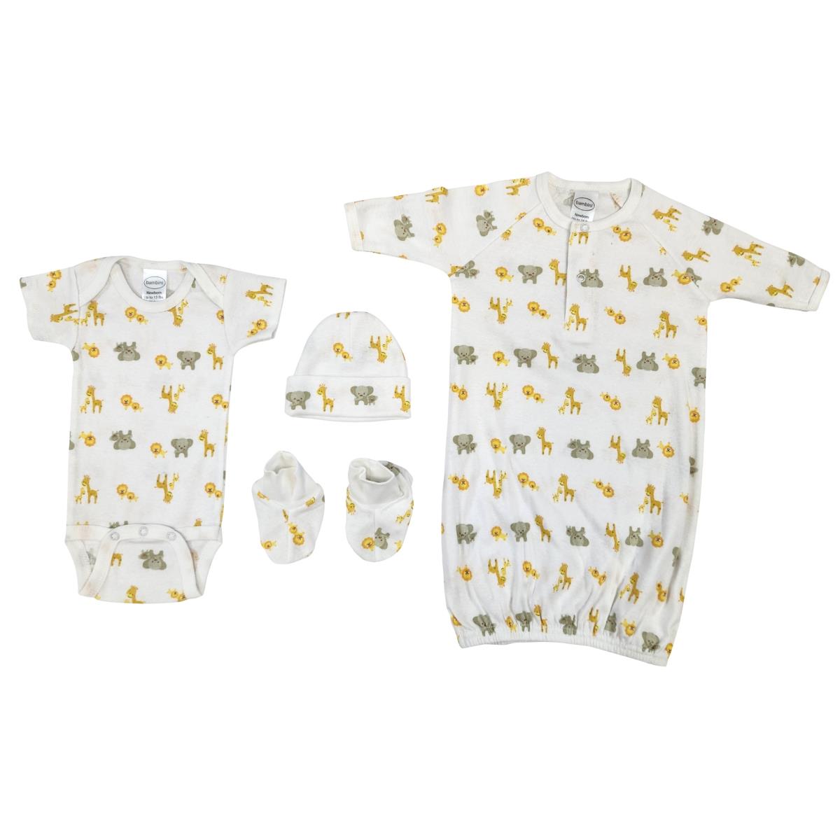 NC-0698 Unisex Newborn Baby 4 Piece Layette Sets, White