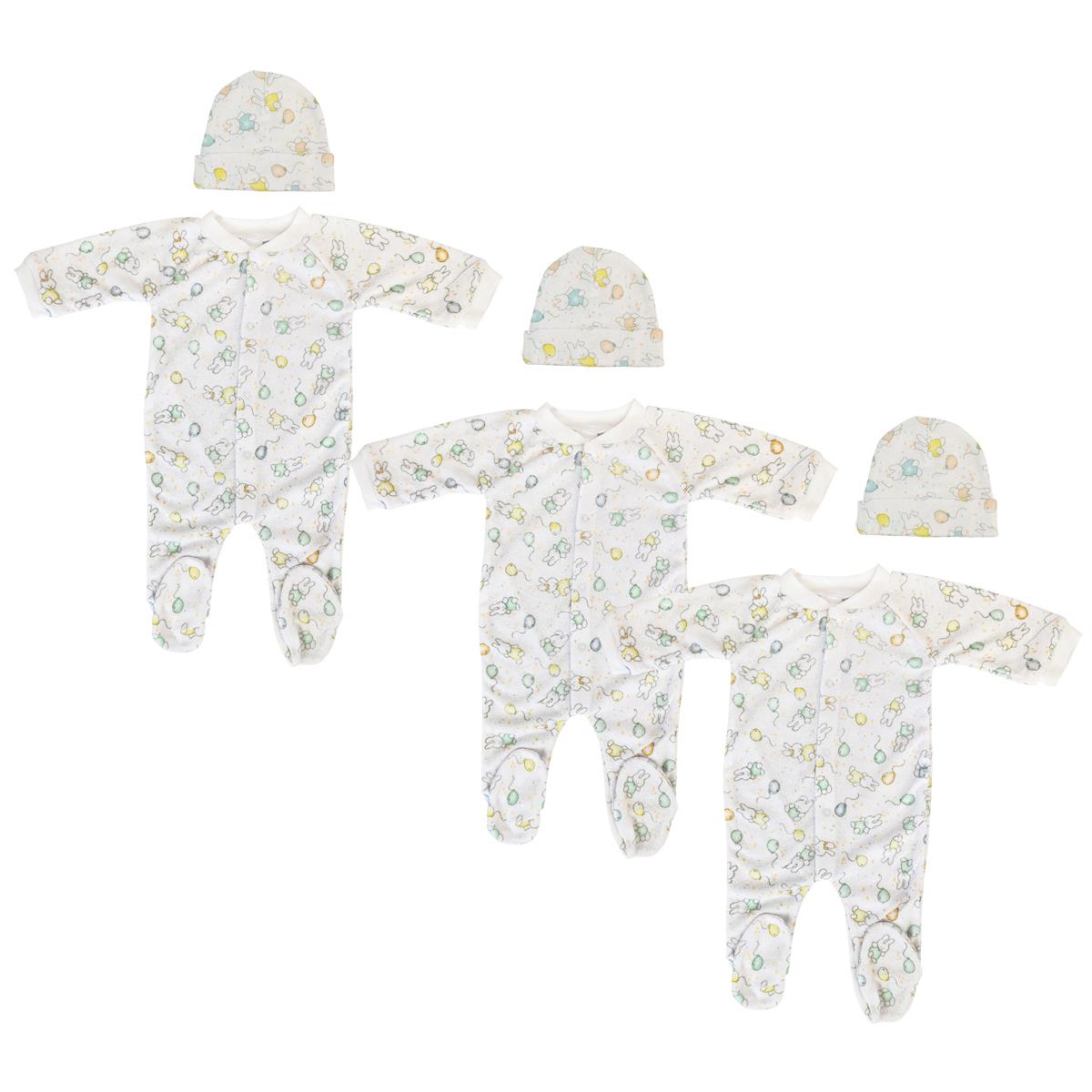NC-0700L Unisex Closed-toe Sleep & Play Set with Caps, White - Medium - Pack of 6