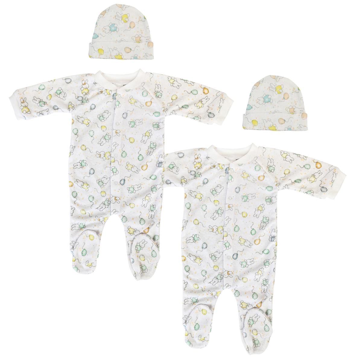 NC-0702L Unisex Closed-toe Sleep & Play Set with Caps, White - Medium - Pack of 4