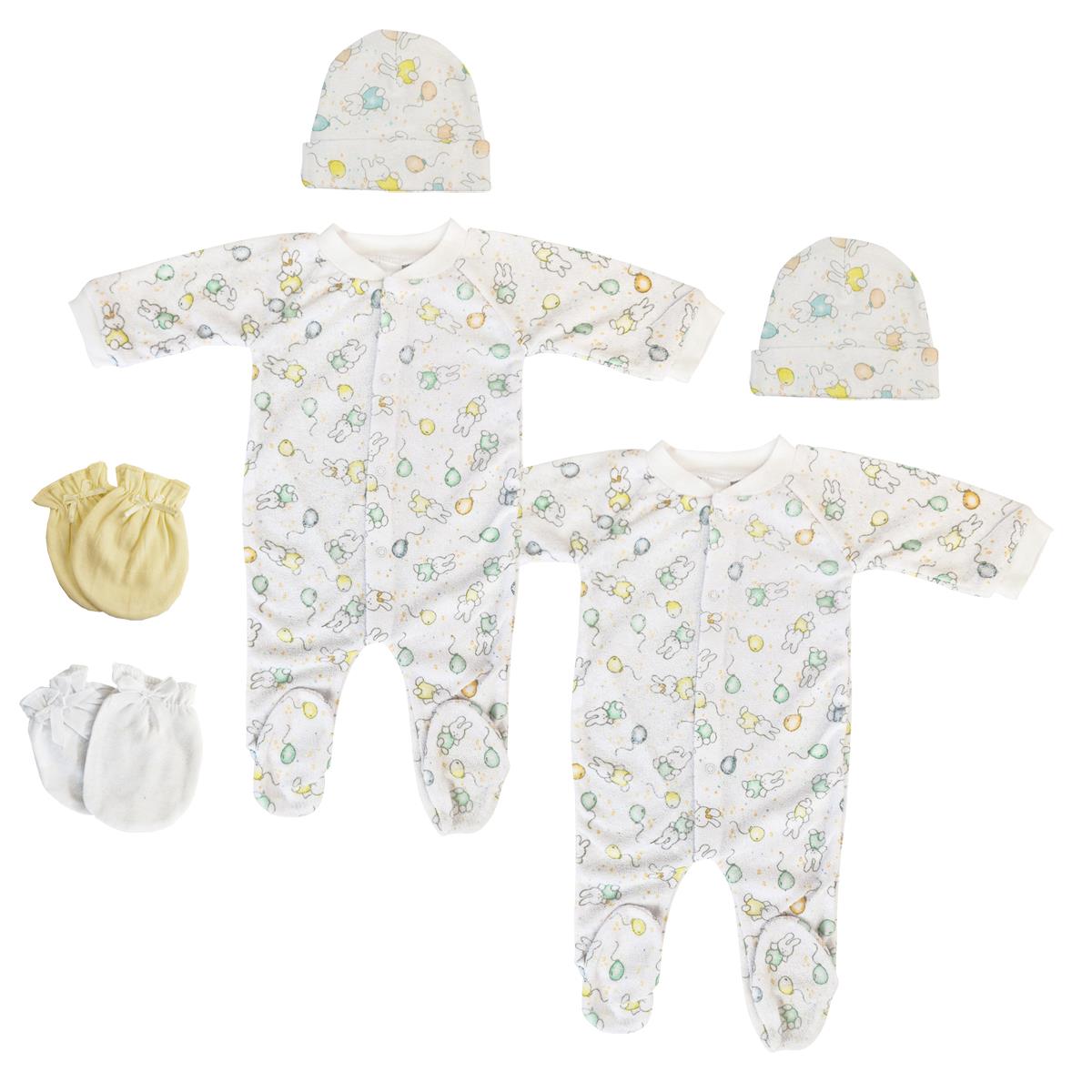 NC-0703L Unisex Closed-toe Sleep & Play Set with Caps, White - Medium - Pack of 6