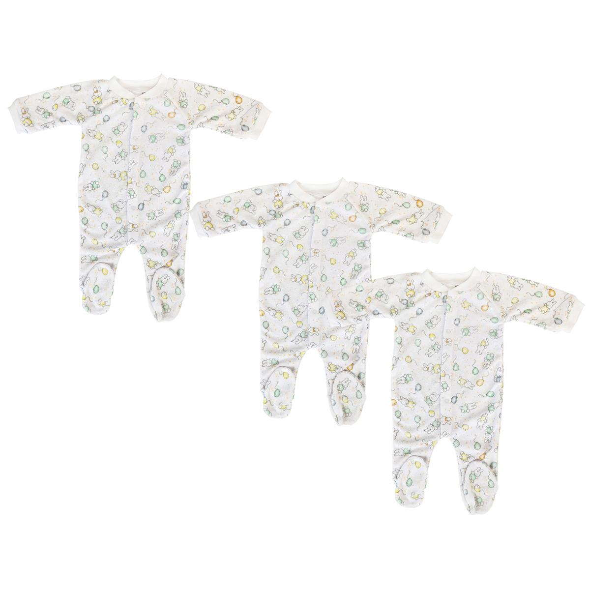 NC-0704L Unisex Closed-toe Sleep & Play Set with Caps, White - Medium - Pack of 4