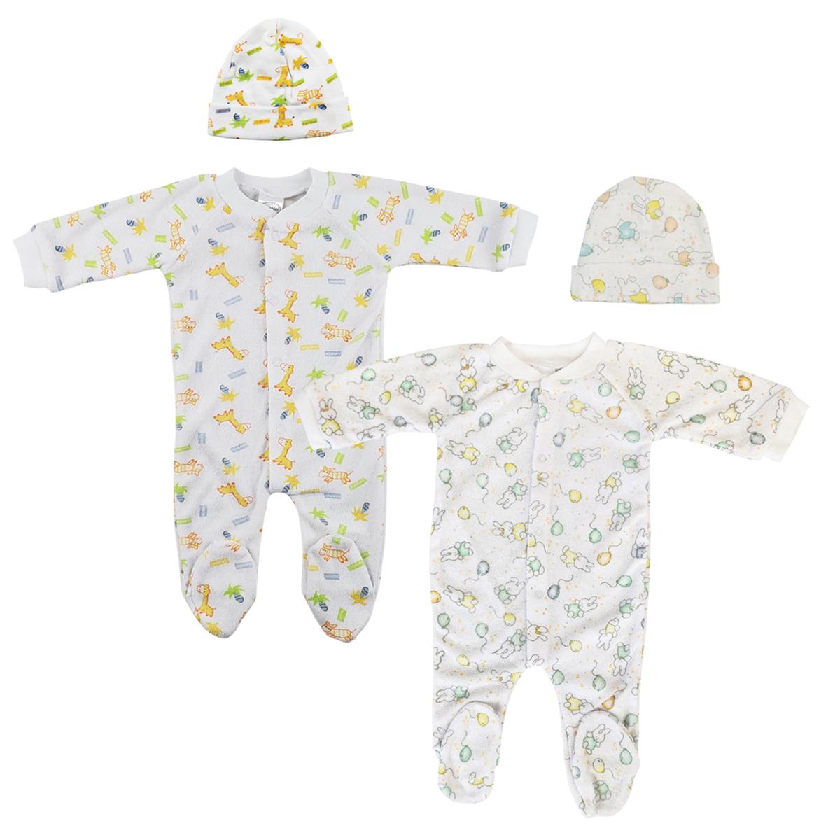 NC-0708L Unisex Closed-toe Sleep & Play Set with Caps, White - Medium - Pack of 4