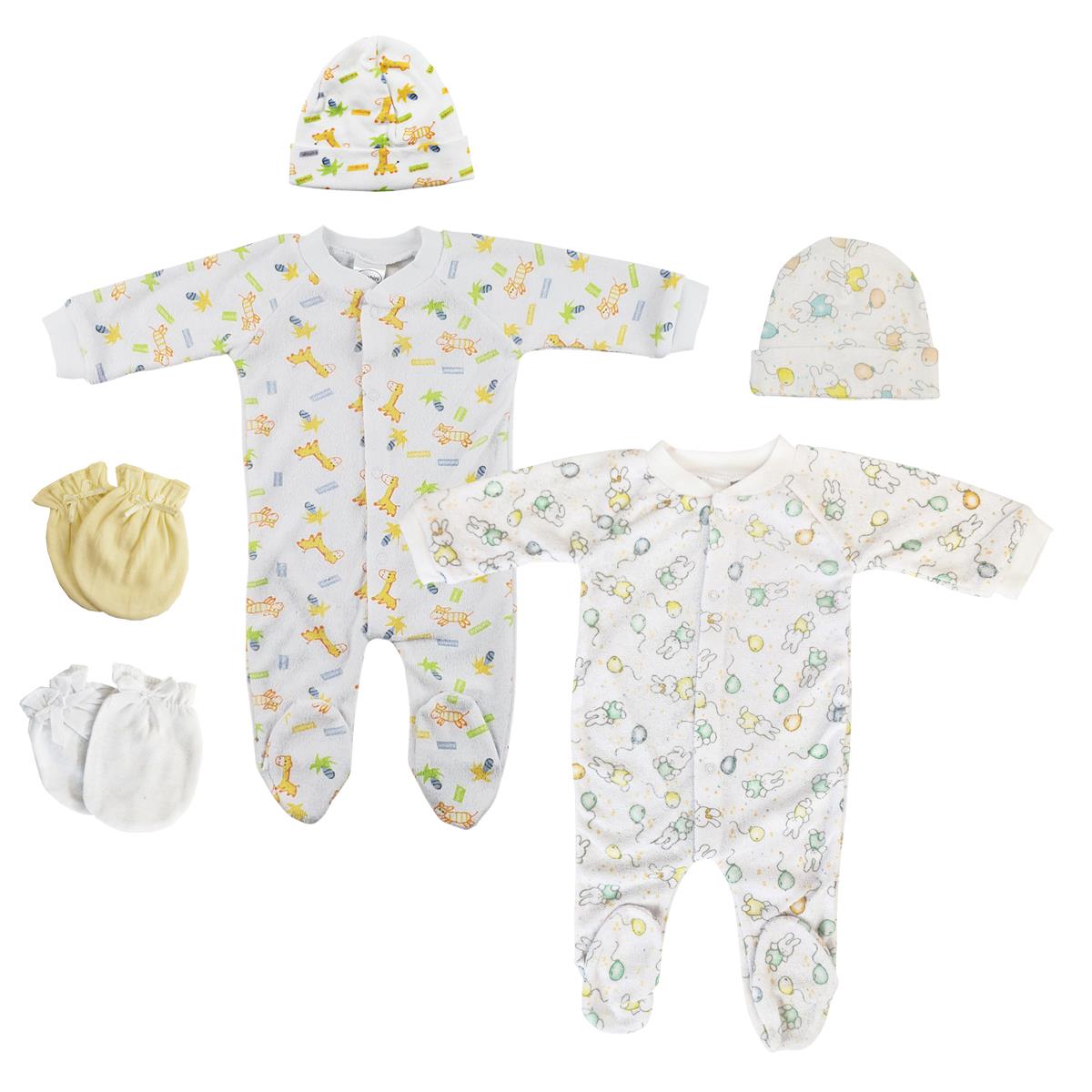 NC-0709L Unisex Closed-toe Sleep & Play Set with Caps, White - Medium - Pack of 6