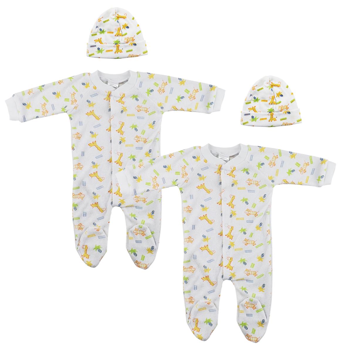 NC-0710L Unisex Closed-toe Sleep & Play Set with Caps, White - Medium - Pack of 4