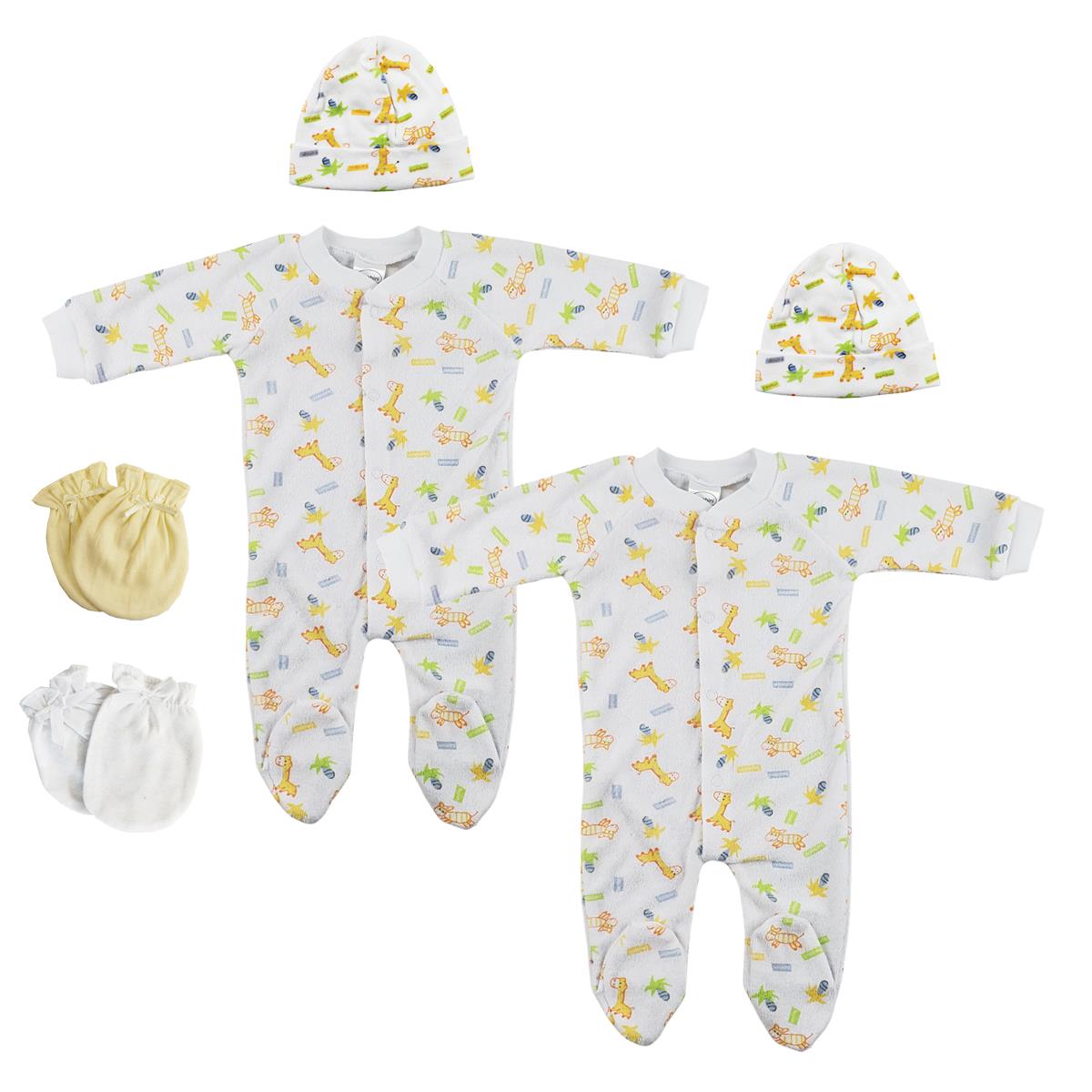 NC-0711L Unisex Closed-toe Sleep & Play Set with Caps, White - Medium - Pack of 6