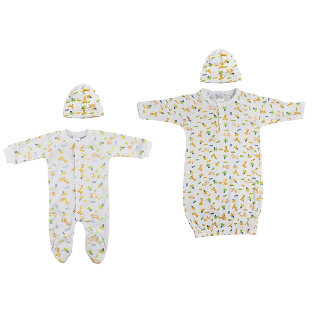 NC-0712L Unisex Closed-toe Sleep & Play Set with Caps, White - Medium - Pack of 4