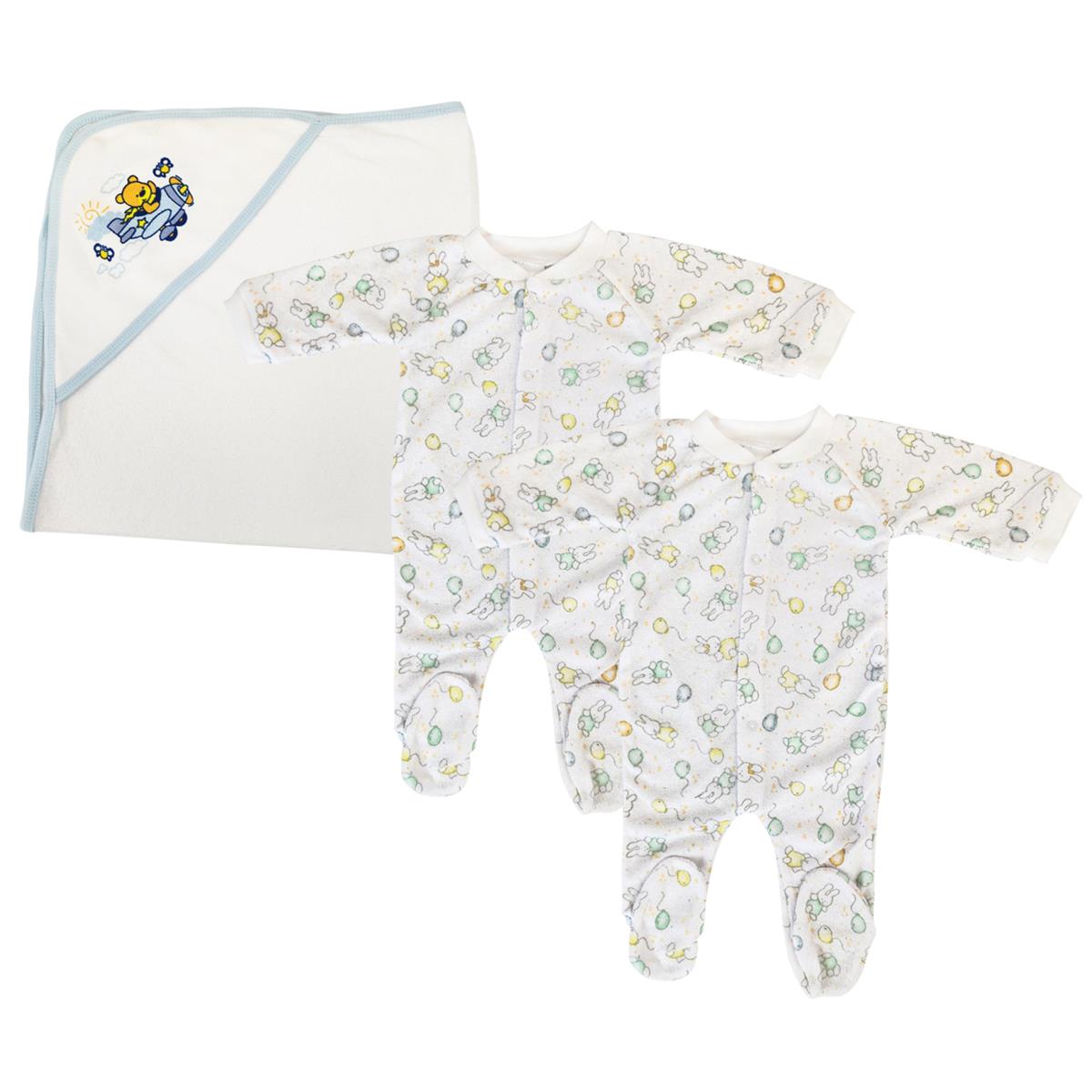 NC-0720M Boy Closed-toe Sleep & Play Set, White & Blue - Small - Pack of 3