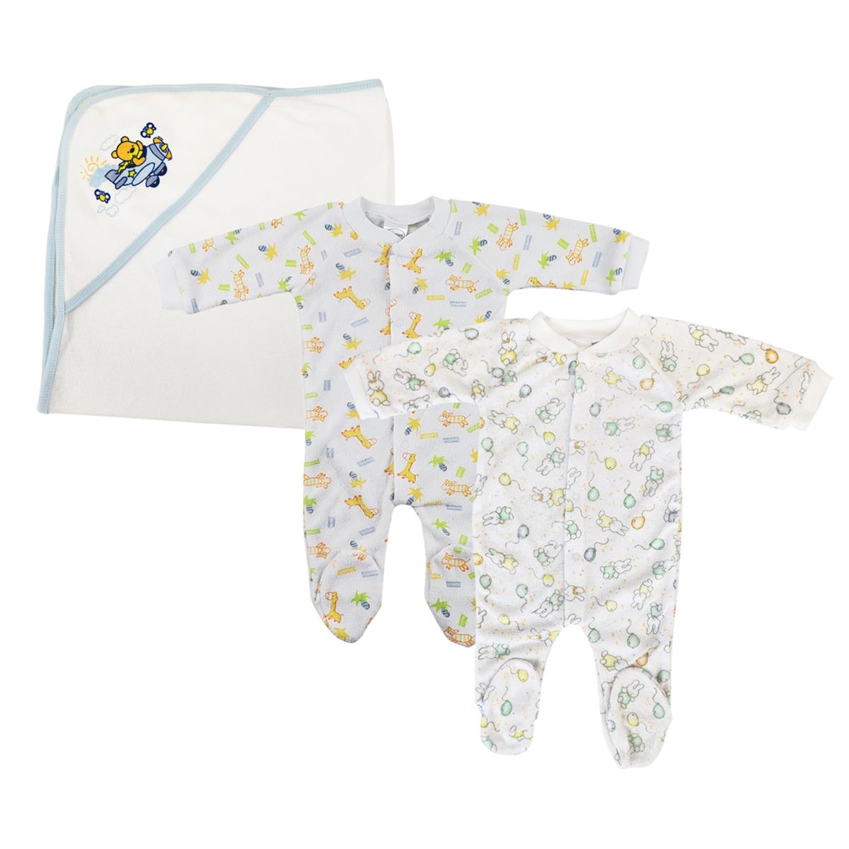 NC-0721L Boy Closed-toe Sleep & Play Set, White & Blue - Medium - Pack of 3