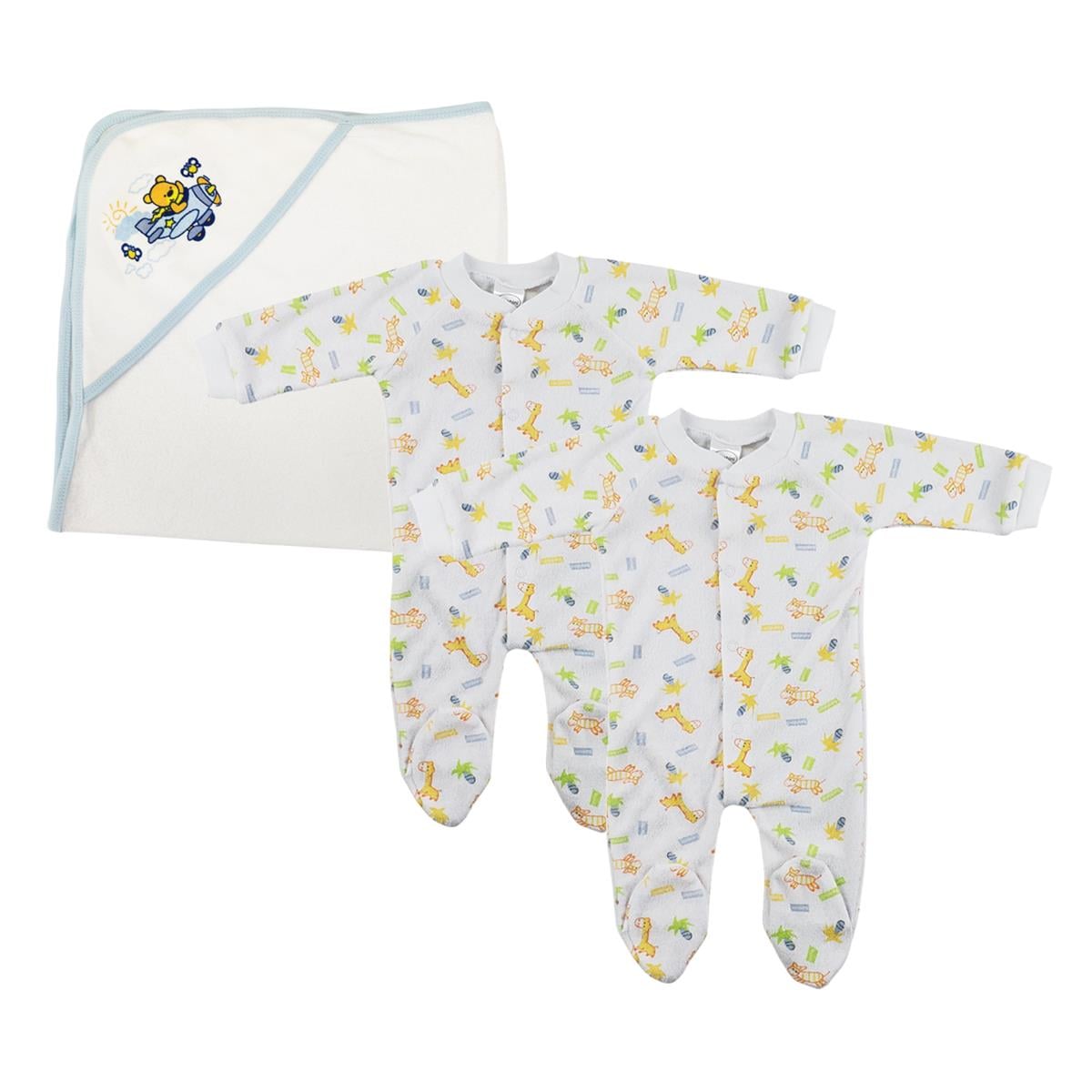 NC-0722L Boy Closed-toe Sleep & Play Set, White & Blue - Medium - Pack of 3