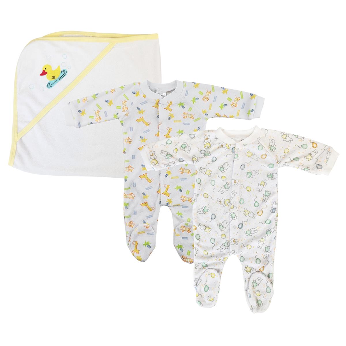 NC-0727L Unisex Closed-toe Sleep & Play Set, White & Yellow - Medium - Pack of 3