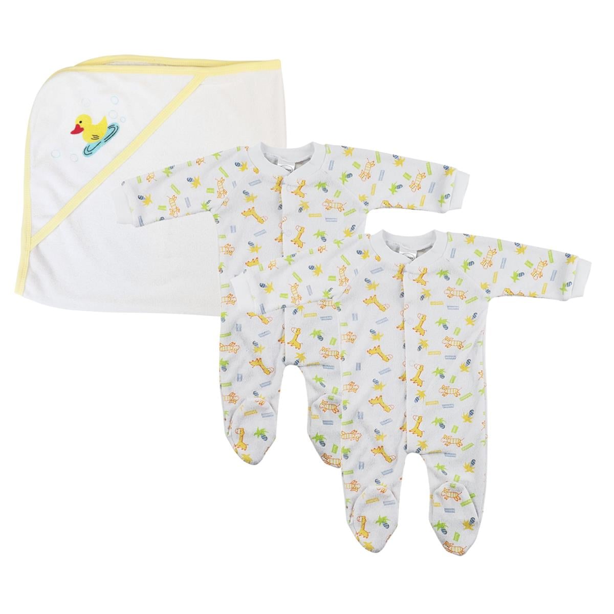 NC-0728L Unisex Closed-toe Sleep & Play Set, White & Yellow - Medium - Pack of 3
