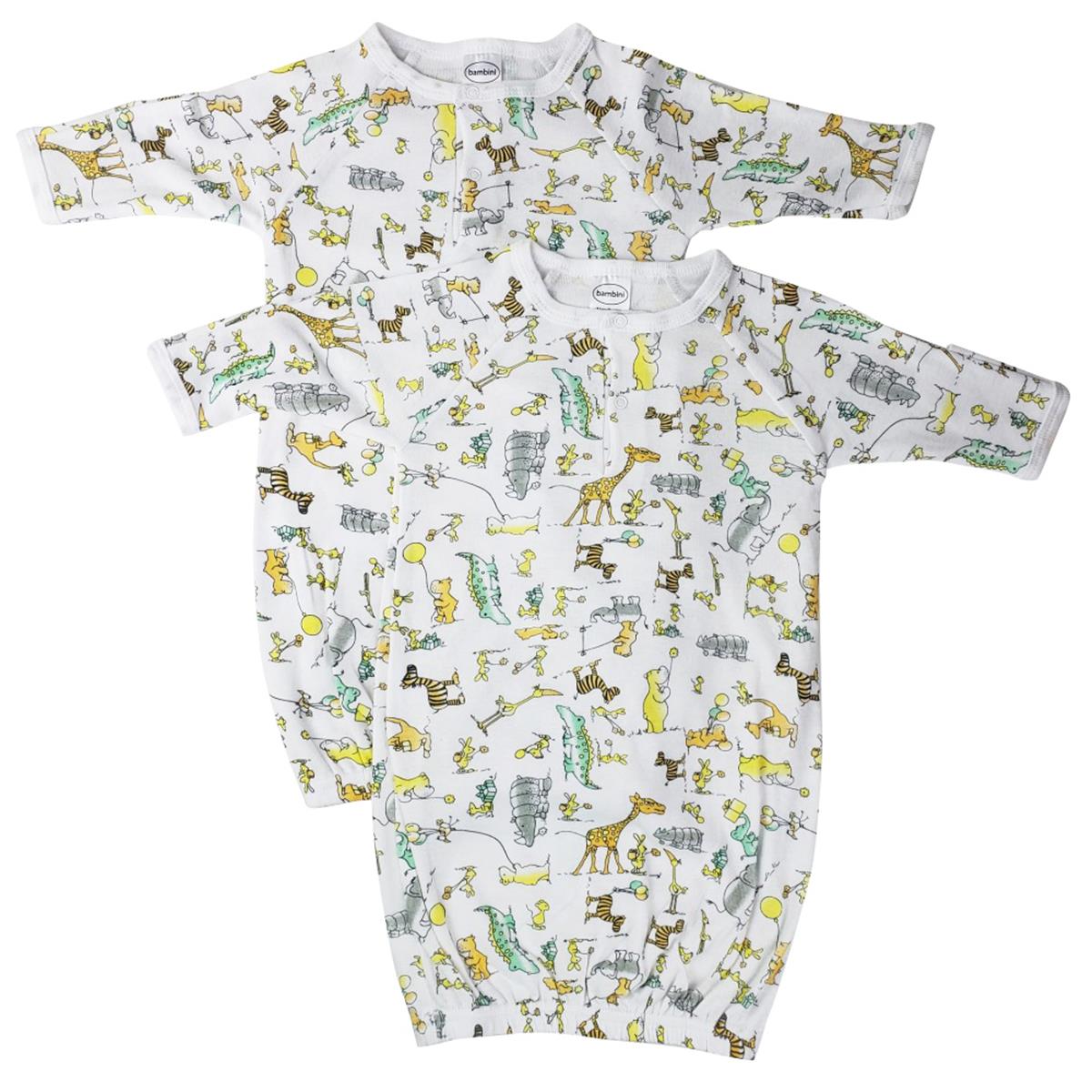 NC-0729 Unisex Newborn Baby 2 Piece Gown Set, White