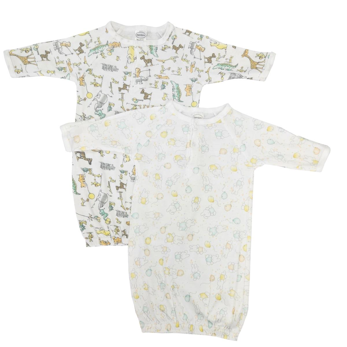 NC-0734 Unisex Newborn Baby 2 Piece Gown Set, White