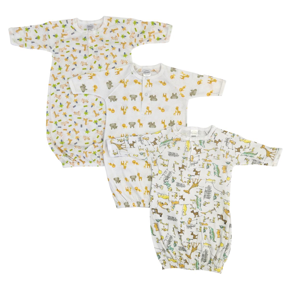 NC-0738 Unisex Newborn Baby 3 Piece Gown Set, White