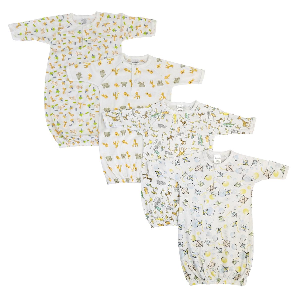 NC-0741 Unisex Newborn Baby 4 Piece Gown Set, White