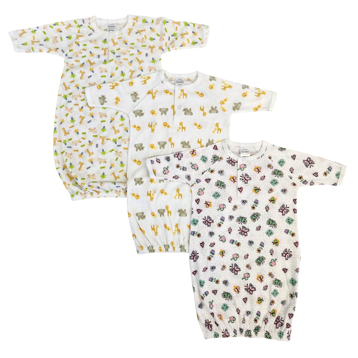 NC-0742 Unisex Newborn Baby 3 Piece Gown Set, White