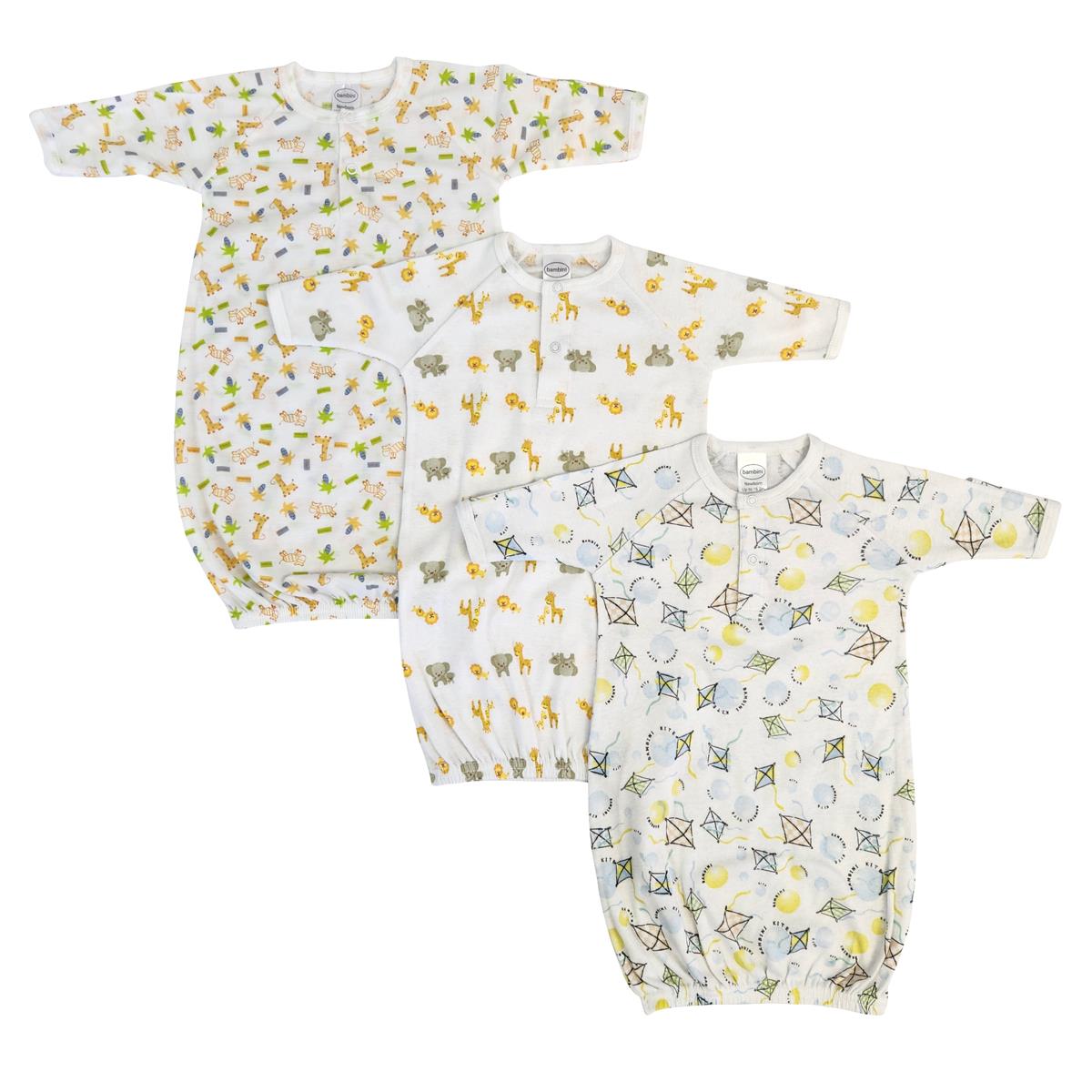 NC-0744 Unisex Newborn Baby 3 Piece Gown Set, White