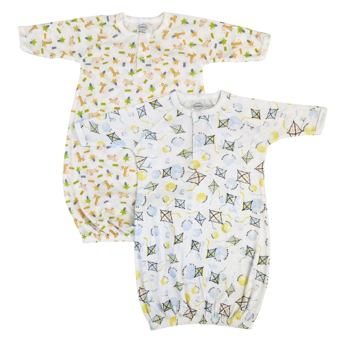 NC-0747 Unisex Newborn Baby 2 Piece Gown Set, White