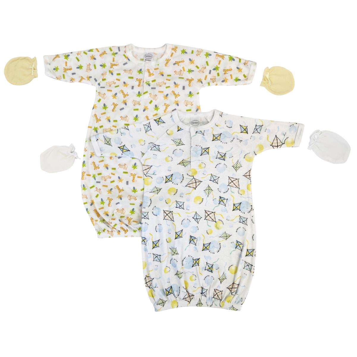 NC-0748 Unisex Newborn Baby 4 Piece Gown Set, White