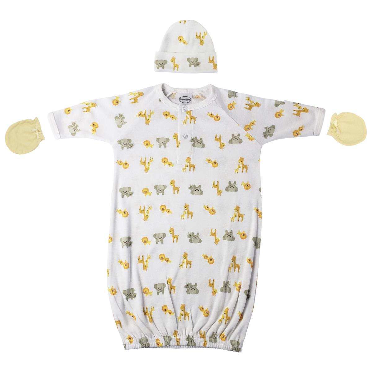 NC-0753 Unisex Newborn Baby 3 Piece Gown Set, White