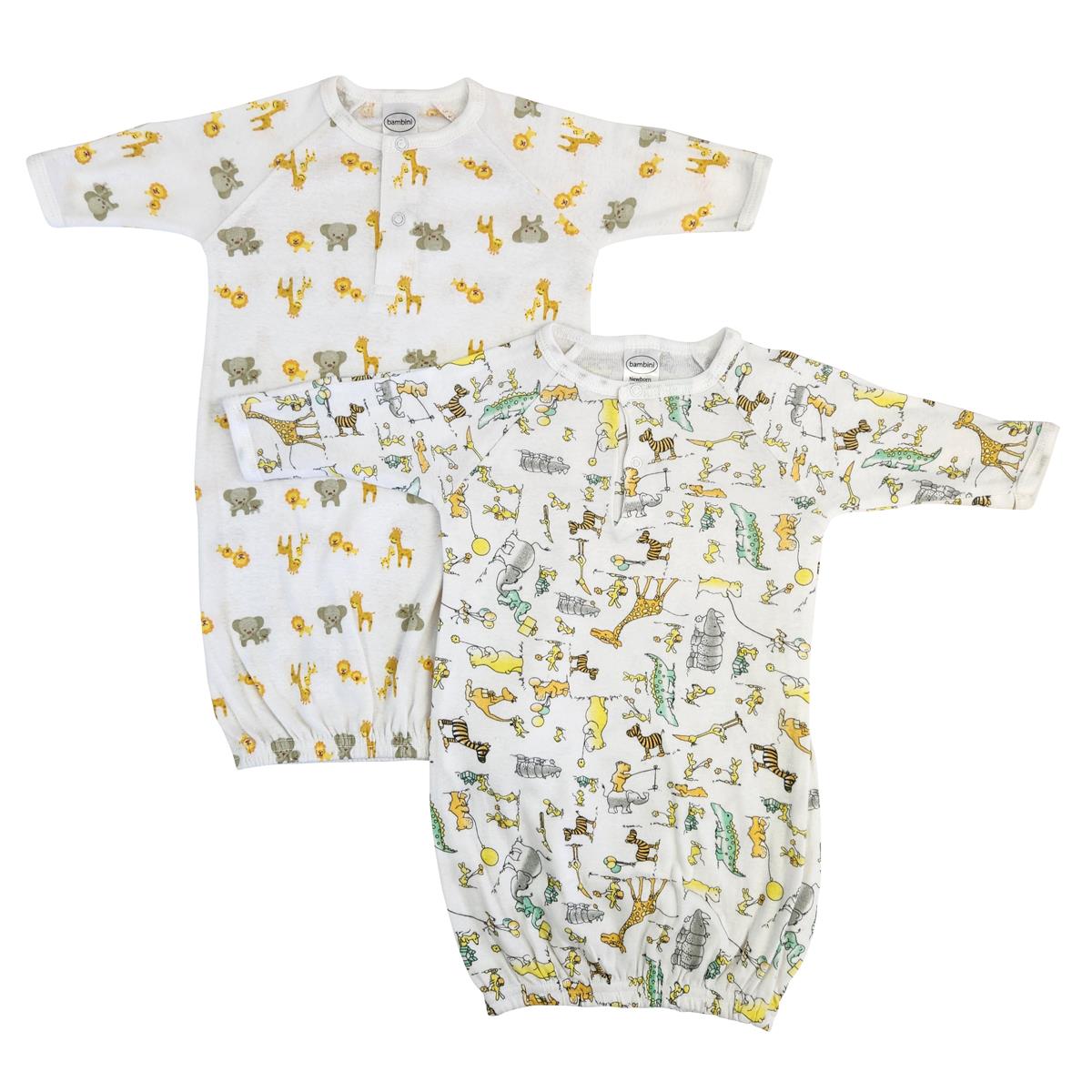 NC-0754 Unisex Newborn Baby 2 Piece Gown Set, White