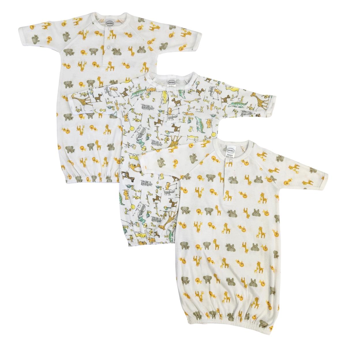 NC-0758 Unisex Newborn Baby 3 Piece Gown Set, White
