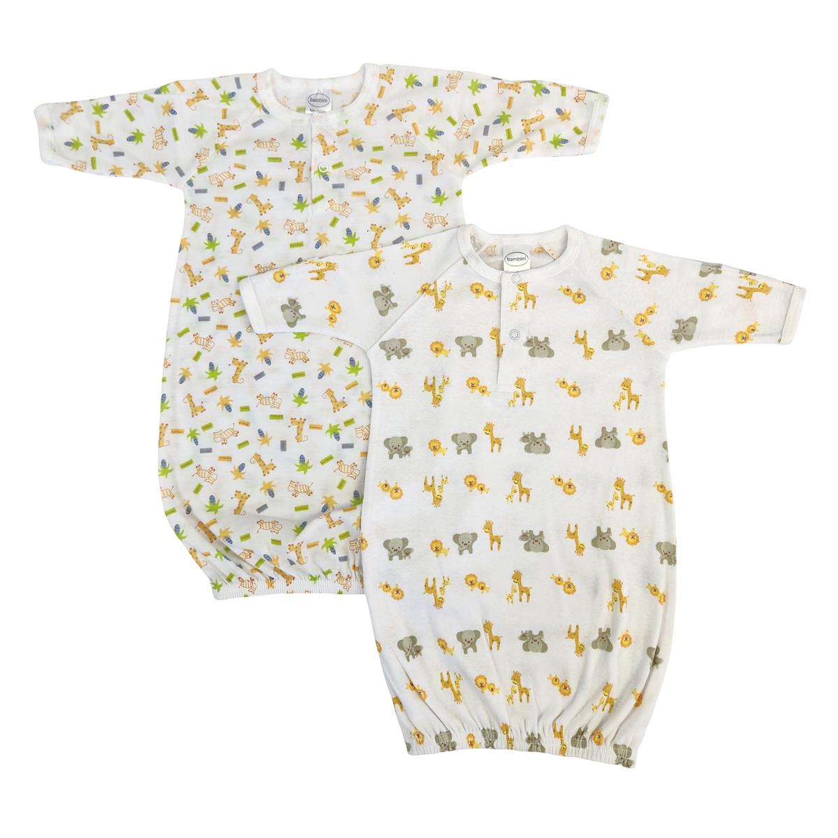 NC-0760 Unisex Newborn Baby 2 Piece Gown Set, White