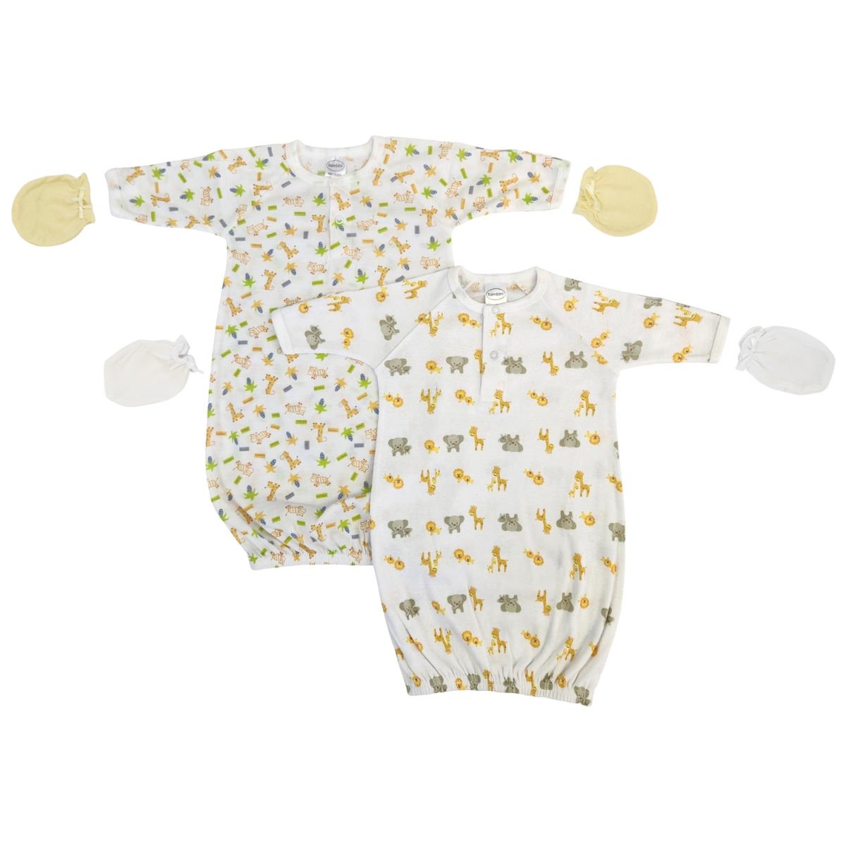 NC-0761 Unisex Newborn Baby 4 Piece Gown Set, White