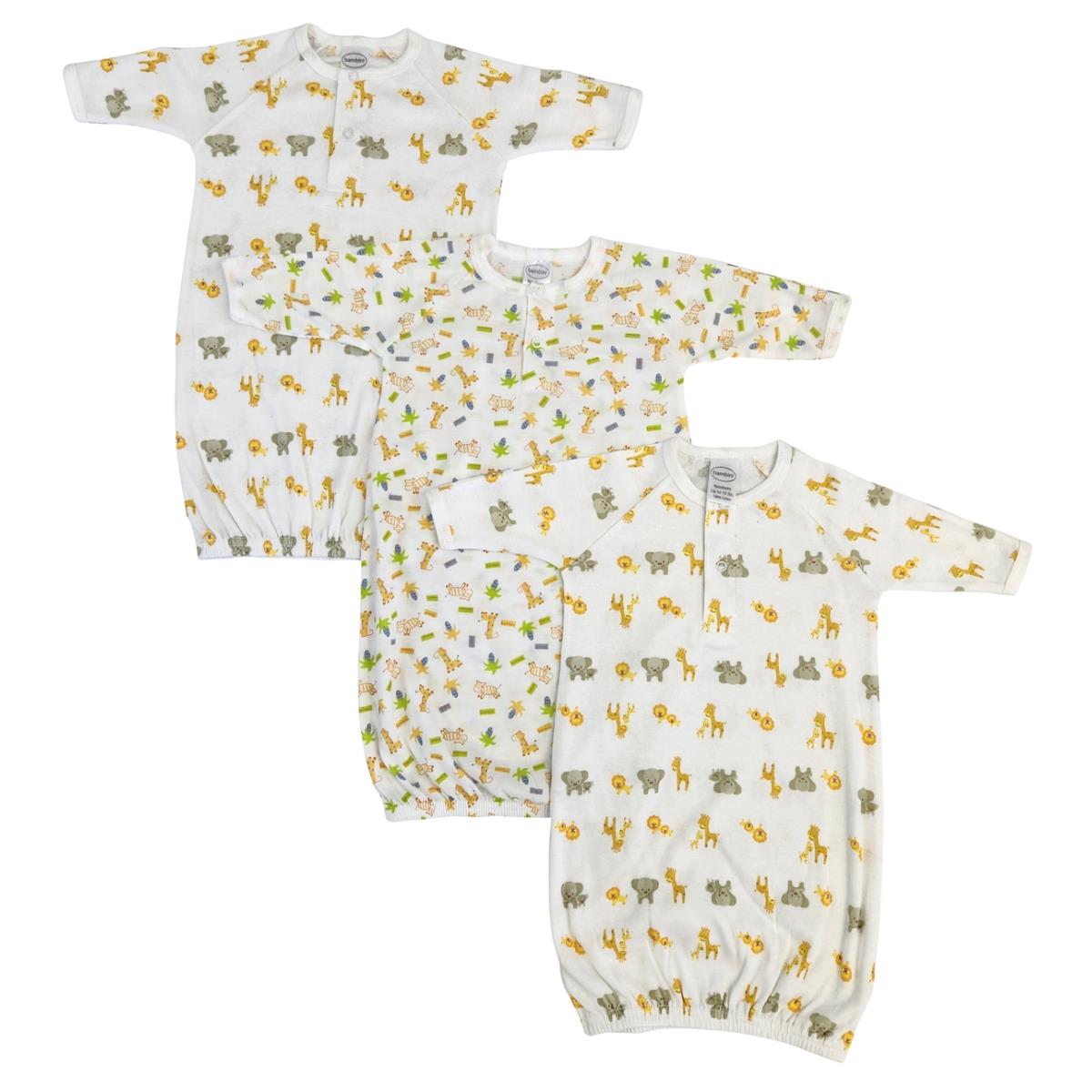 NC-0764 Unisex Newborn Baby 3 Piece Gown Set, White