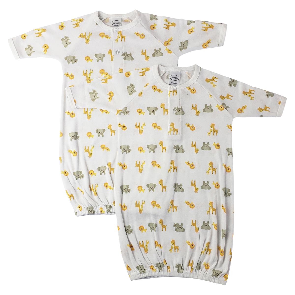 NC-0766 Unisex Newborn Baby 2 Piece Gown Set, White