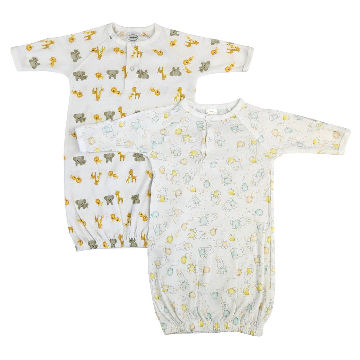 NC-0777 Unisex Newborn Baby 2 Piece Gown Set, White