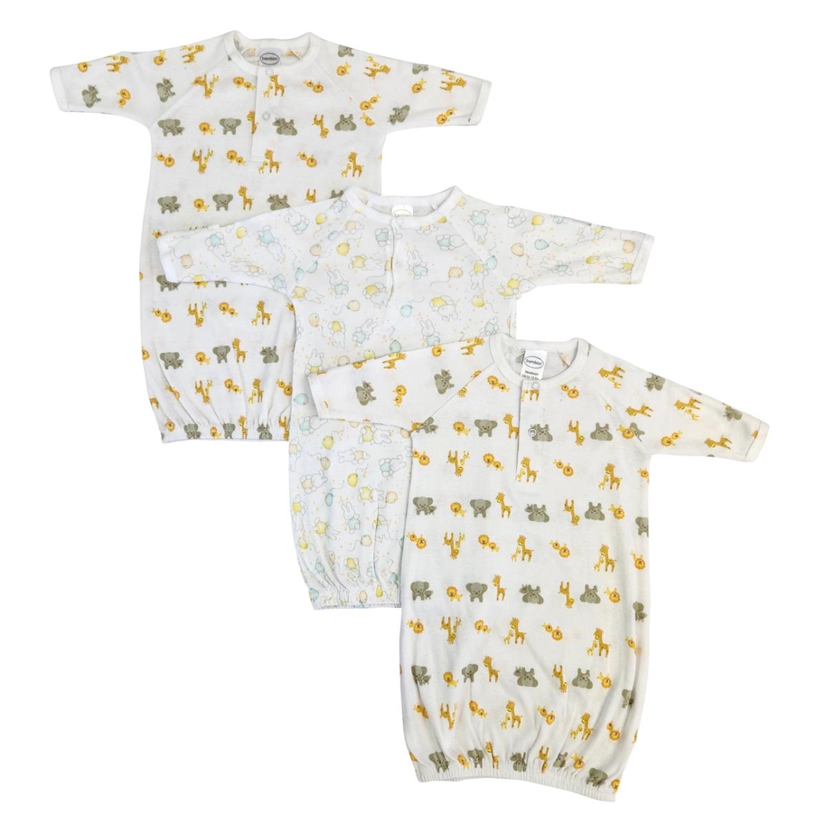 NC-0781 Unisex Newborn Baby 3 Piece Gown Set, White
