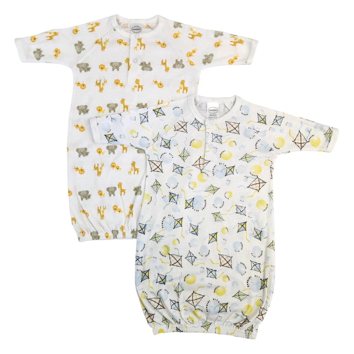 NC-0783 Unisex Newborn Baby 2 Piece Gown Set, White