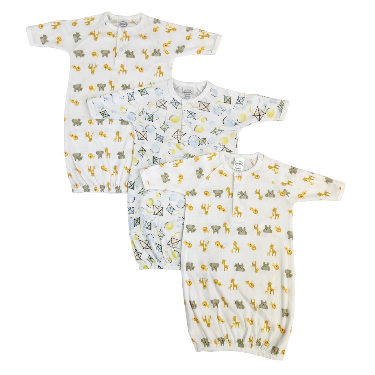 NC-0786 Unisex Newborn Baby 3 Piece Gown Set, White