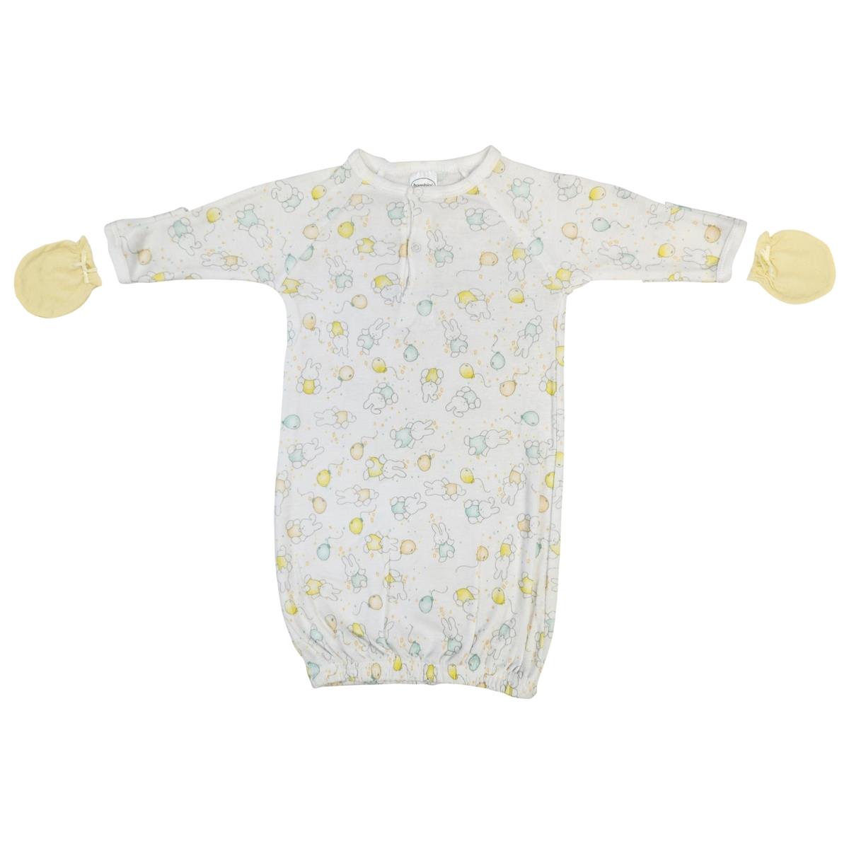 NC-0790 Unisex Newborn Baby 2 Piece Gown Set, White