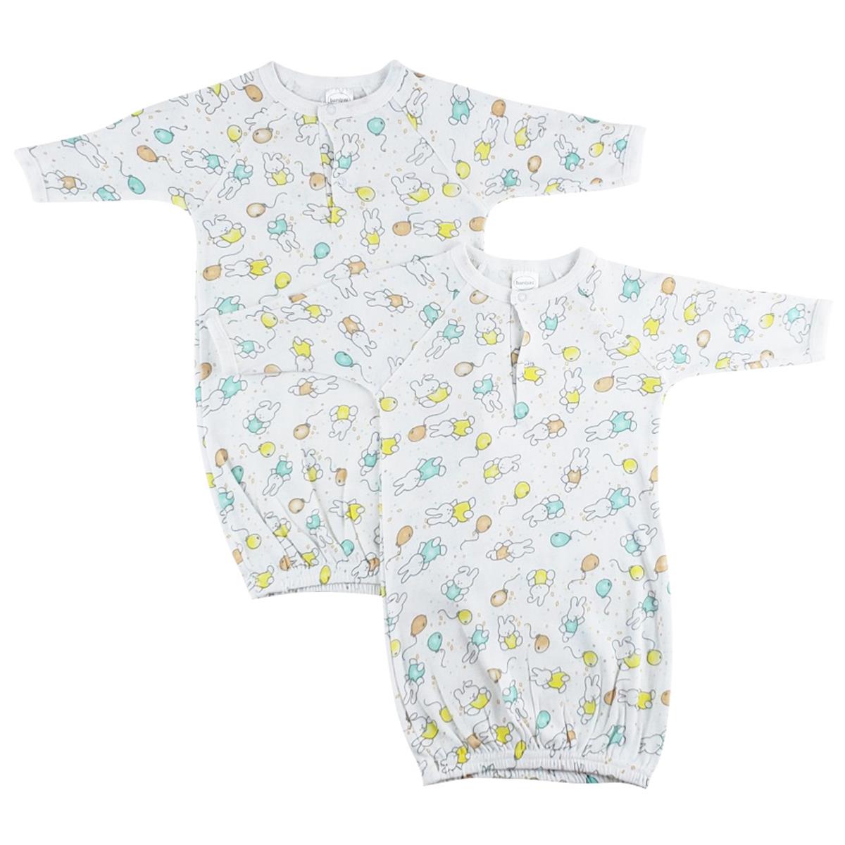NC-0797 Unisex Newborn Baby 2 Piece Gown Set, White