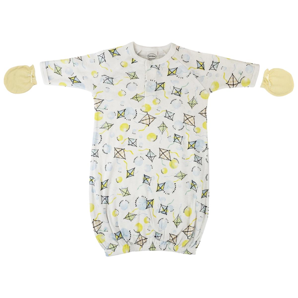 NC-0814 Unisex Newborn Baby 2 Piece Gown Set, White